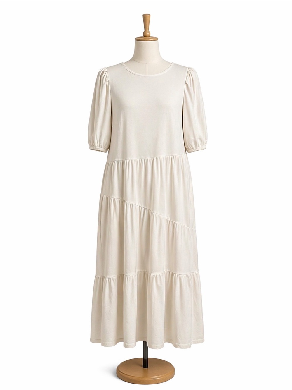 BTFBM women’s Midi swing flowy dress tiered cotton white Size S NWT